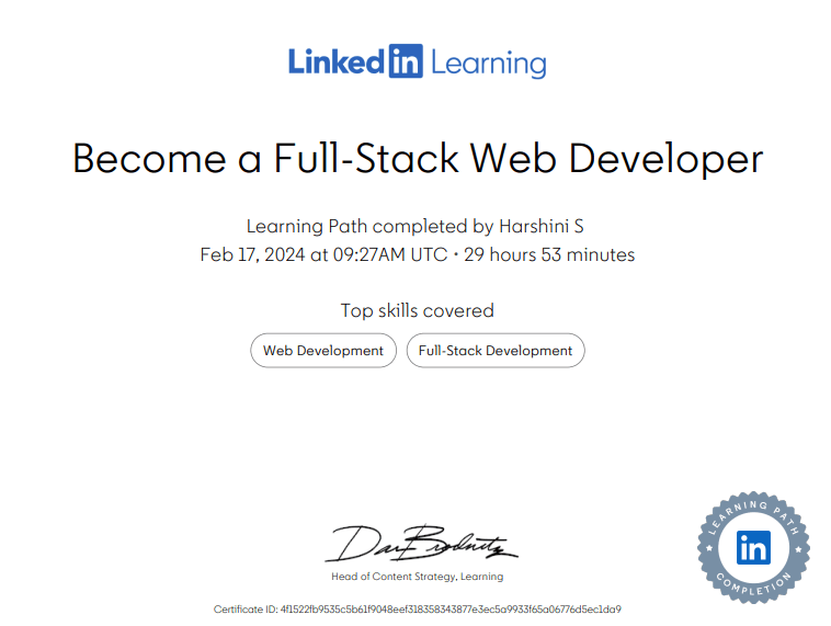 FULL STACK DEVELOPMENT BOOTCAMP - LINKEDIN
