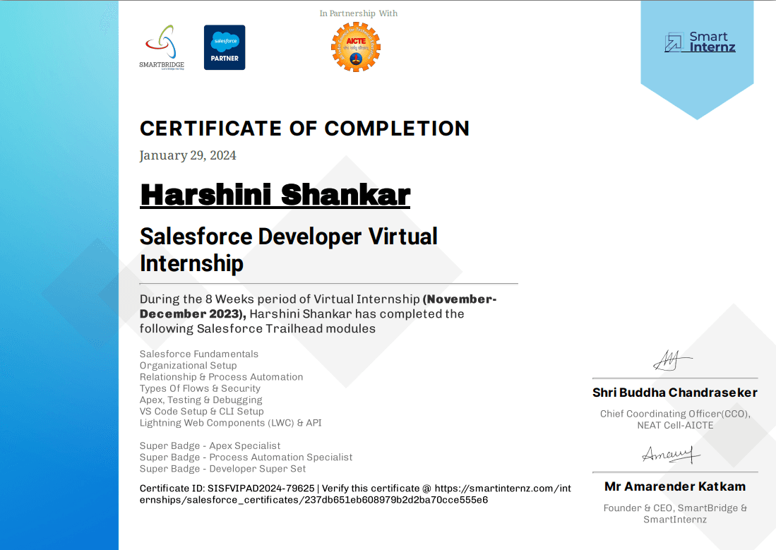 SALESFORCE DEVELOPER VIRTUAL INTERNSHIP